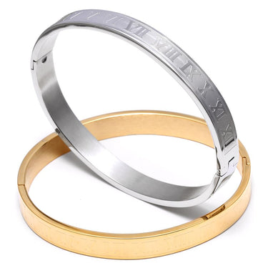 Roman Styled Titanium Steel Bangle